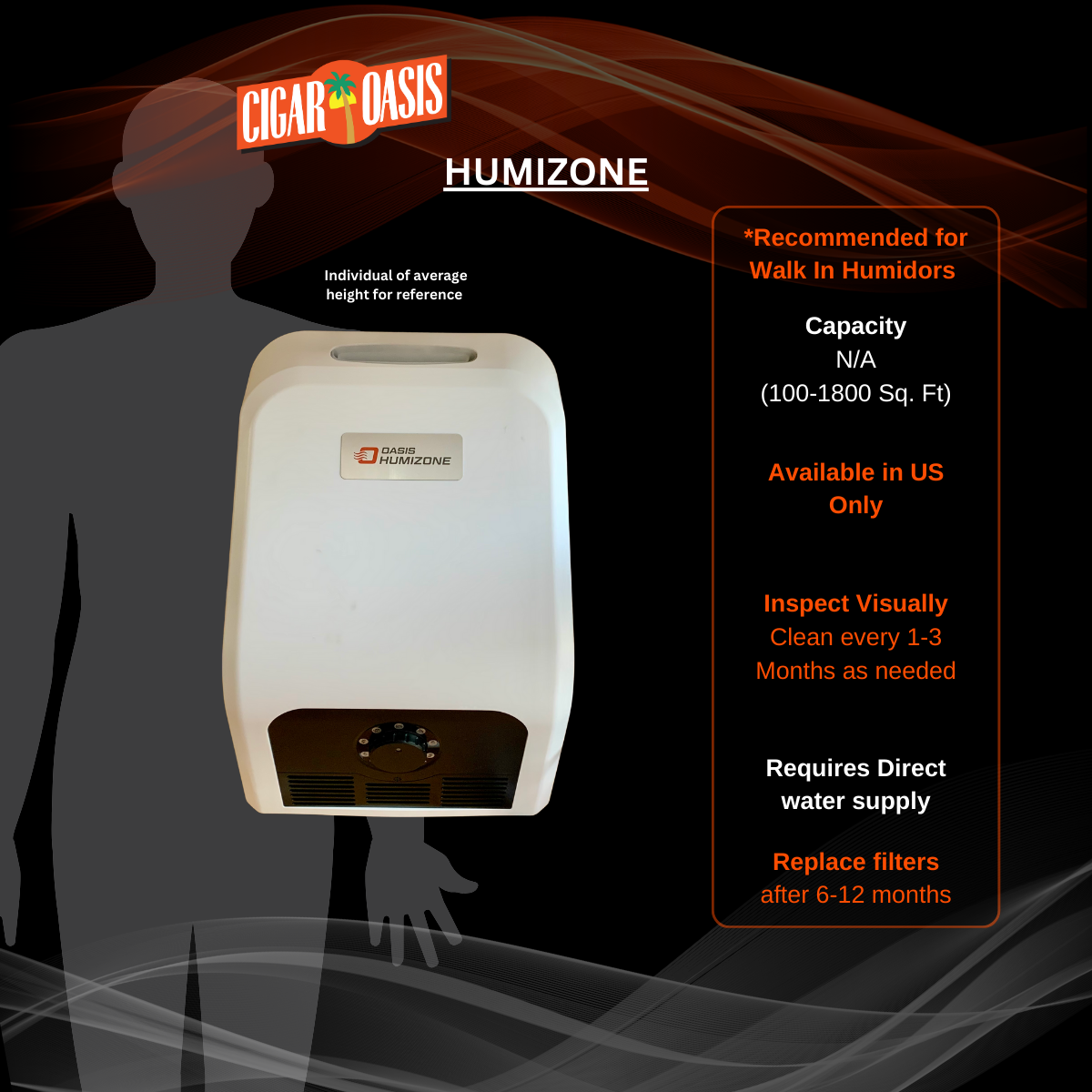 Oasis Humi-Zone Humidification System for Walk-in Humidors w/Filter-Cigar Oasis-Cigar Oasis