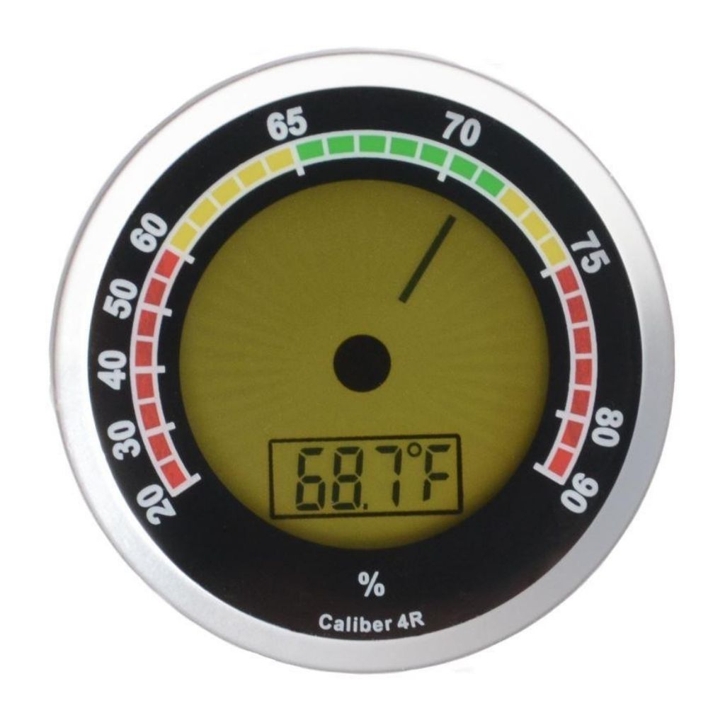 Medium Round Analog Hygrometer Humidity Gauge for Humidors - Color: Gold